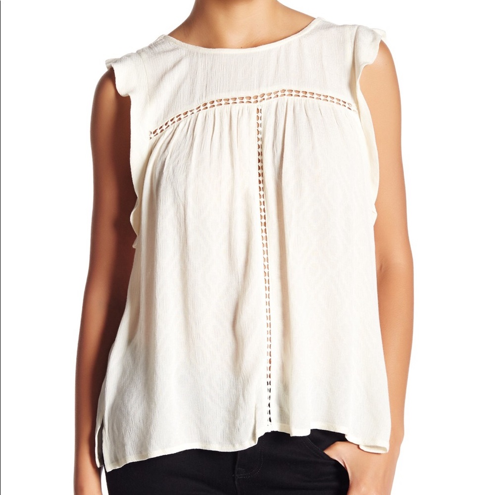 Harlow and Graham Crochet Inset Sleeveless Blouse